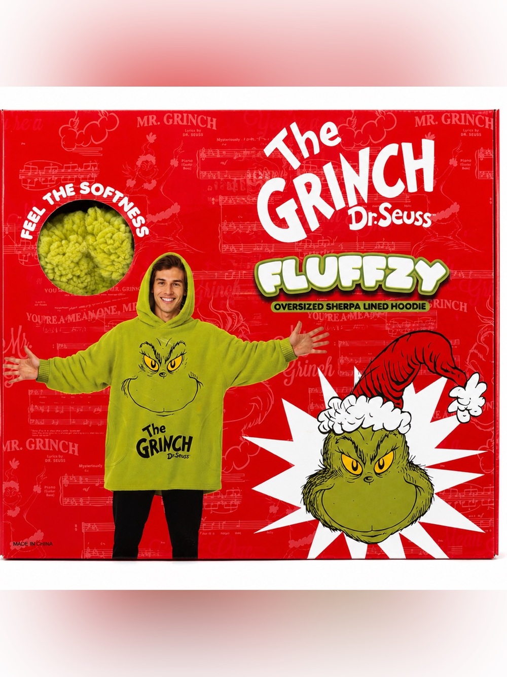Dr. Seuss The Grinch Fluffzy Oversized Sherpa Lined Hoodie Green